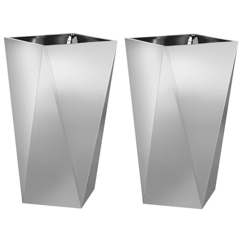vidaXL Γλάστρα 2 τμχ. Ασημί 40 x 40 x 75 cm Επικαλυμμένος Χάλυβας