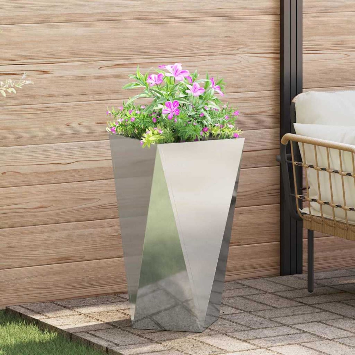 vidaXL Γλάστρα 2 τμχ. Ασημί 40 x 40 x 75 cm Επικαλυμμένος Χάλυβας