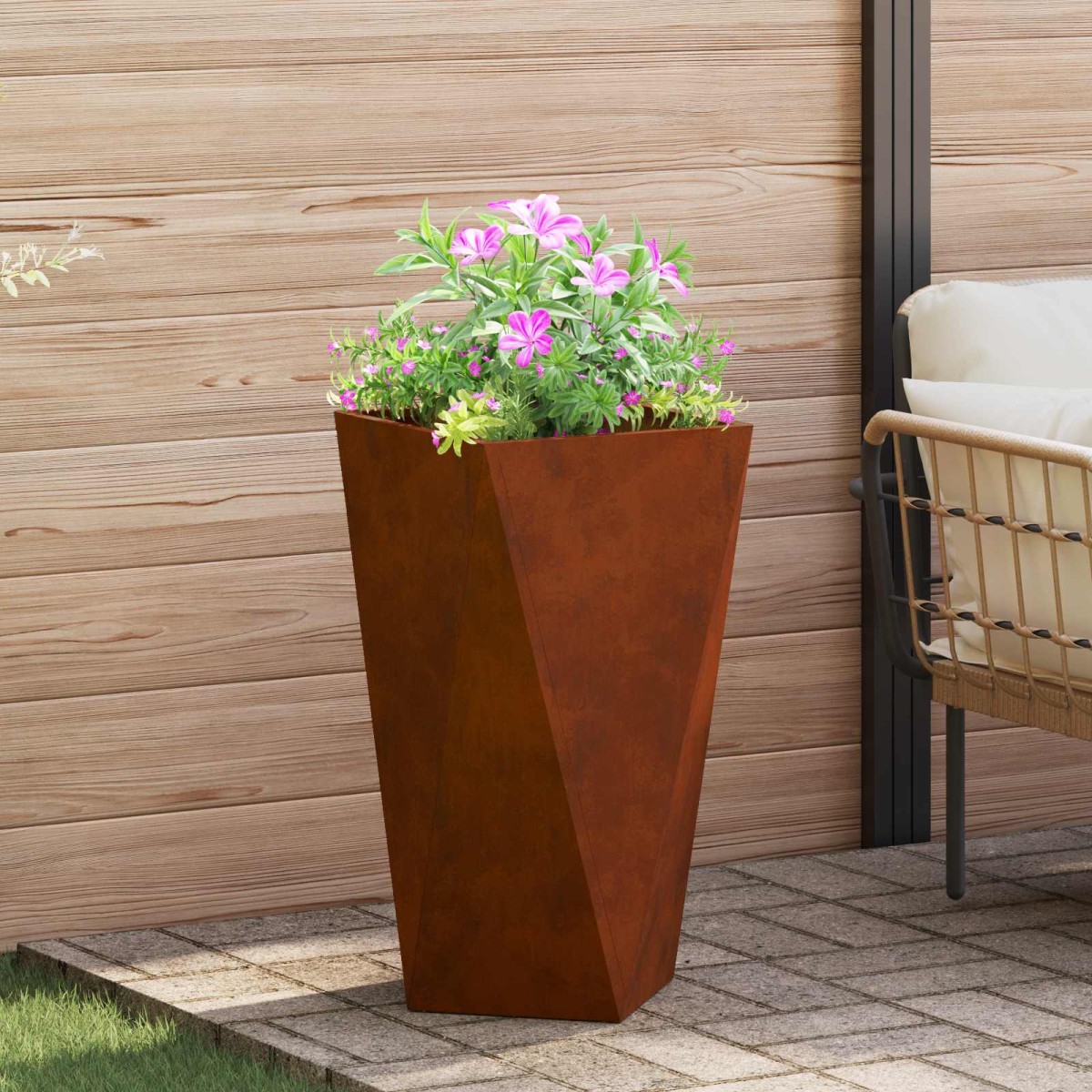 vidaXL Γλάστρα Σκ rusty 40 x 40 x 75 cm Ατσάλι Σκληρυθέν στον Αέρα