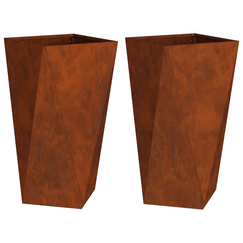 vidaXL Γλάστρα 2 τμχ. Σκ rusty 40 x 40 x 75 cm