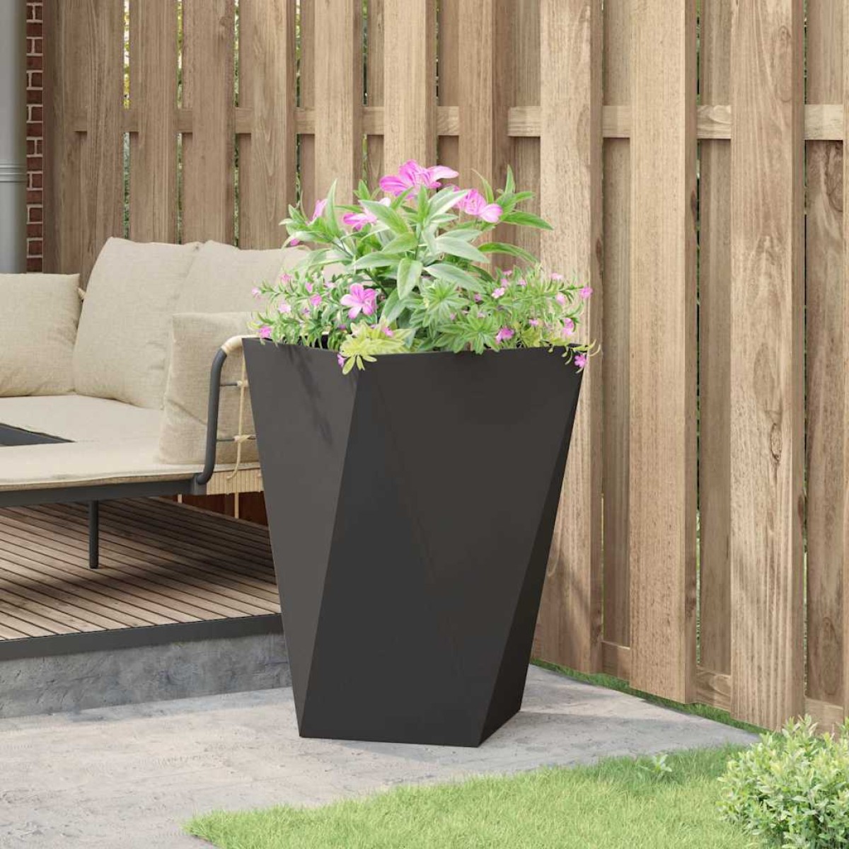 vidaXL Γλάστρα Μαύρο 50 x 50 x 75 cm Ατσάλι