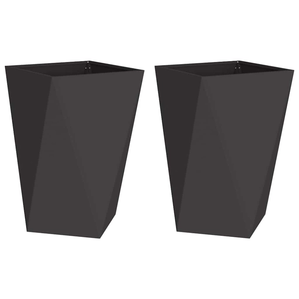 vidaXL Γλάστρα 2 τμχ. Μαύρο 50 x 50 x 75 cm Ατσάλι