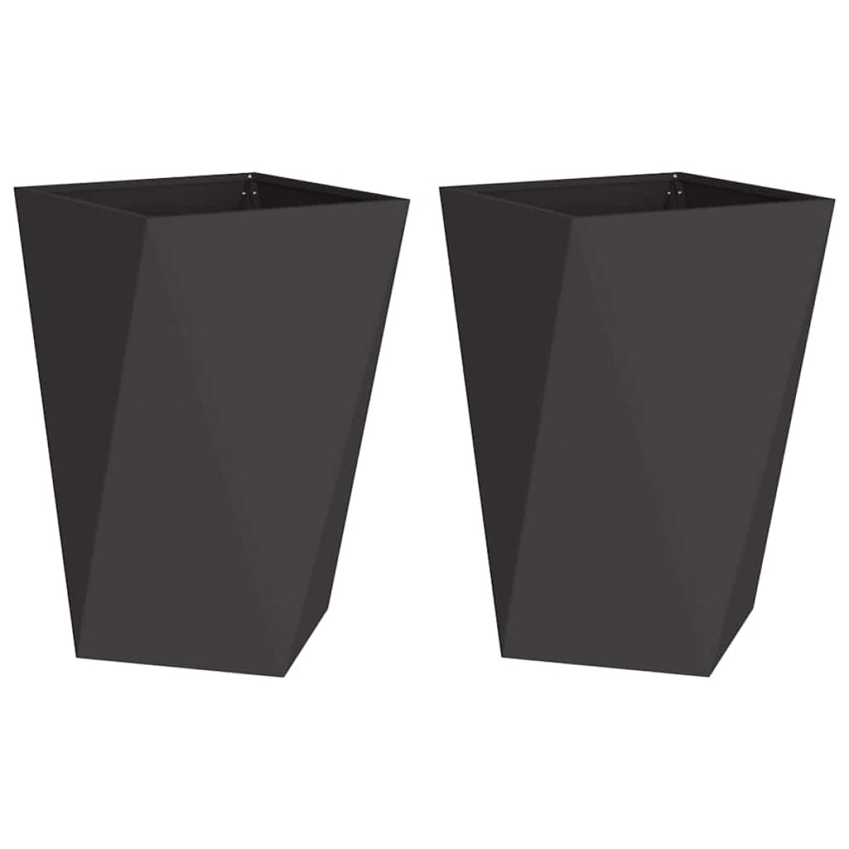 vidaXL Γλάστρα 2 τμχ. Μαύρο 50 x 50 x 75 cm Ατσάλι
