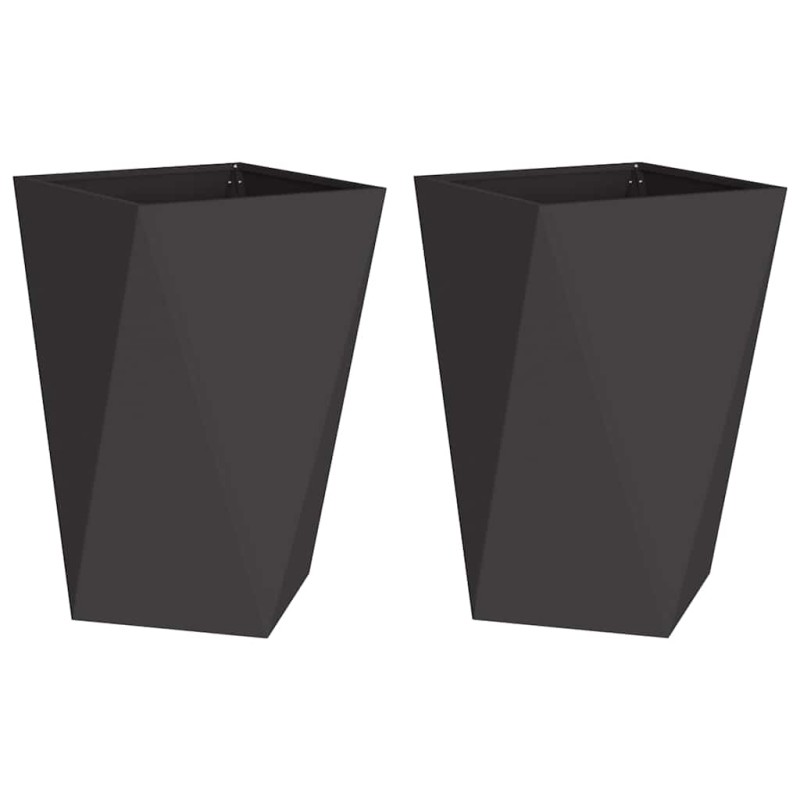 vidaXL Γλάστρα 2 τμχ. Μαύρο 50 x 50 x 75 cm Ατσάλι