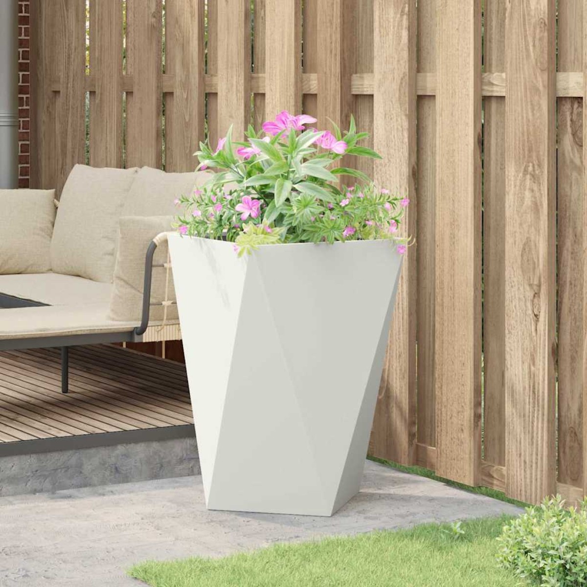 vidaXL Γλάστρα Λευκό 50 x 50 x 75 cm Ατσάλι