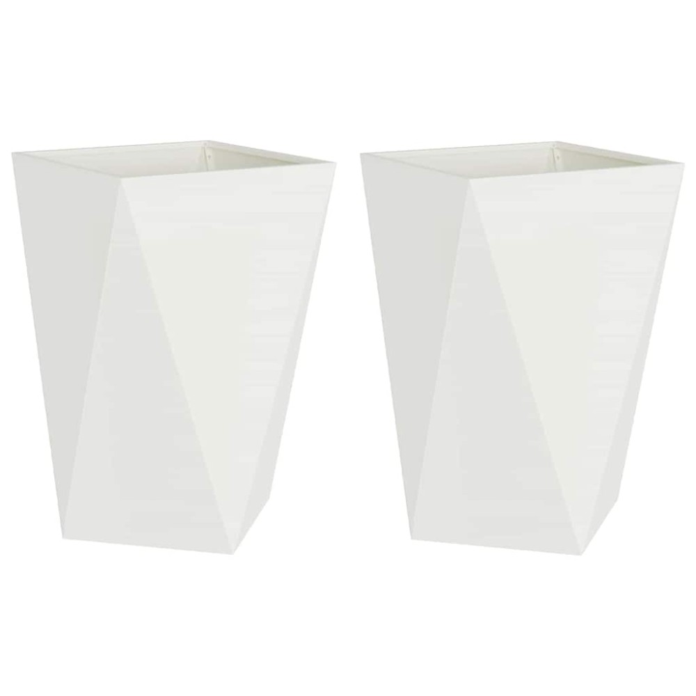 vidaXL Γλάστρα 2 τμχ. Λευκό 50 x 50 x 75 cm Ατσάλι