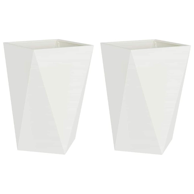 vidaXL Γλάστρα 2 τμχ. Λευκό 50 x 50 x 75 cm Ατσάλι