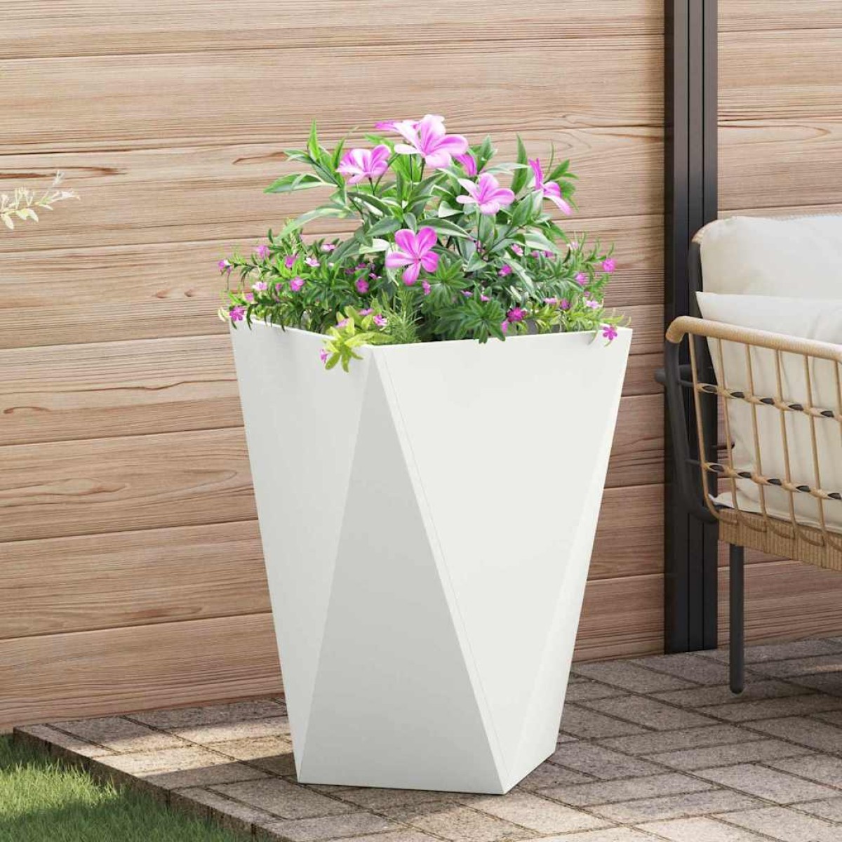 vidaXL Γλάστρα 2 τμχ. Λευκό 50 x 50 x 75 cm Ατσάλι