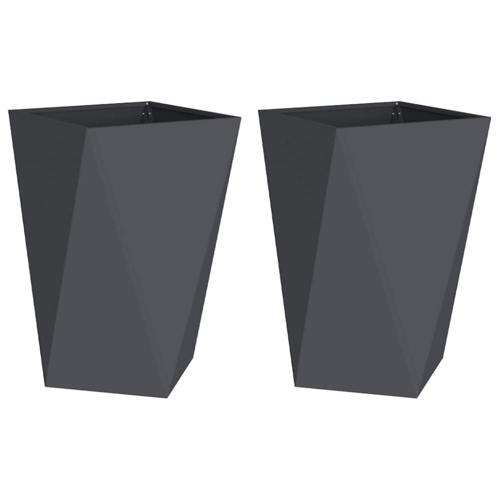 vidaXL Γλάστρα 2 τμχ. Ανθρακί 50 x 50 x 75 cm Ατσάλι