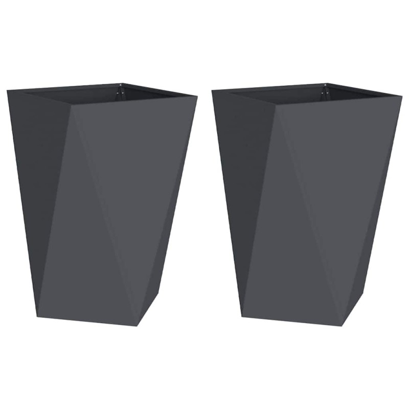 vidaXL Γλάστρα 2 τμχ. Ανθρακί 50 x 50 x 75 cm Ατσάλι