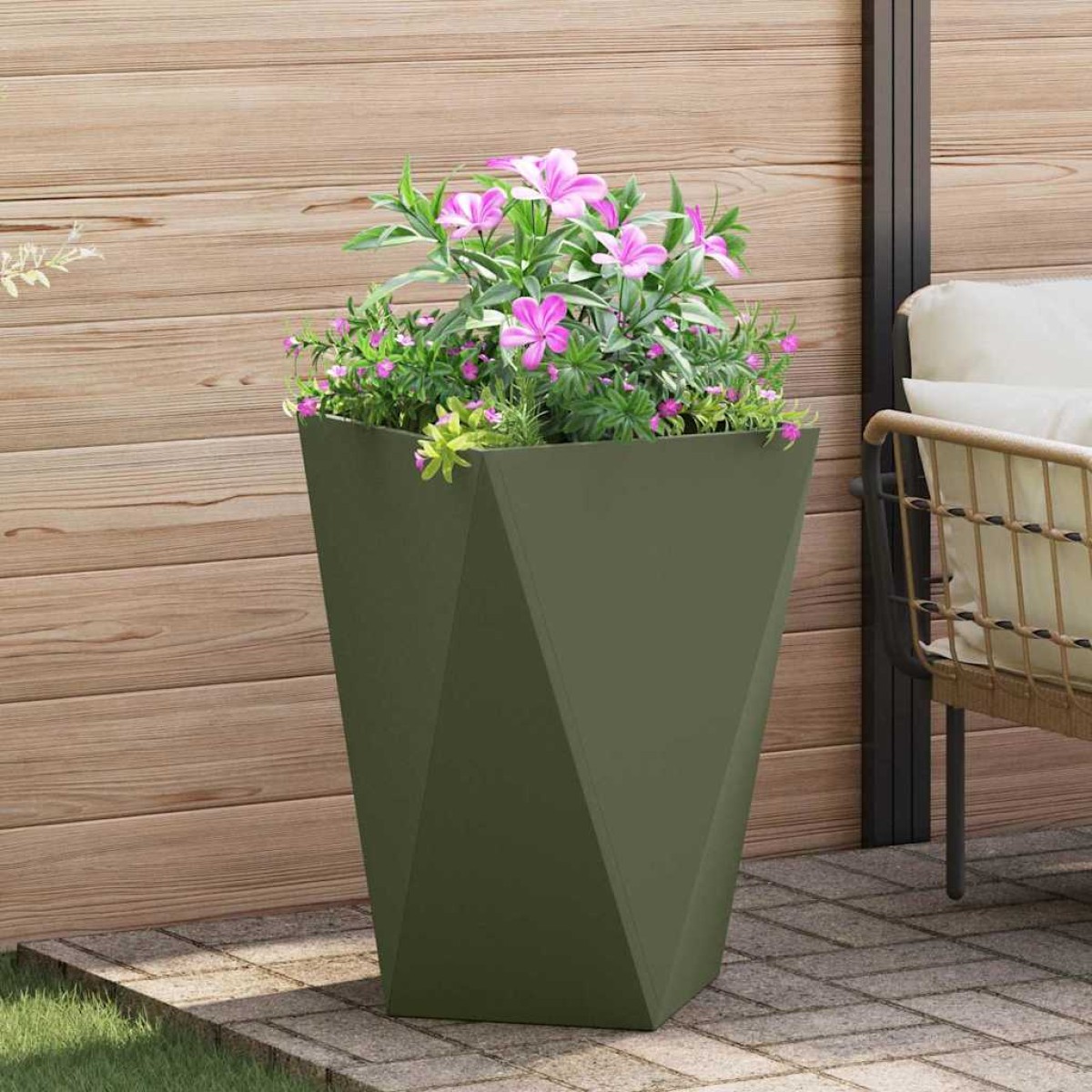 vidaXL Γλάστρα Ελιά Πράσινη 50 x 50 x 75 cm Ατσάλι