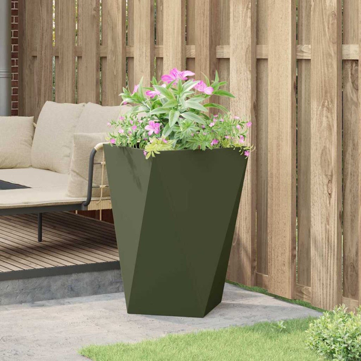 vidaXL Γλάστρα Ελιά Πράσινη 50 x 50 x 75 cm Ατσάλι