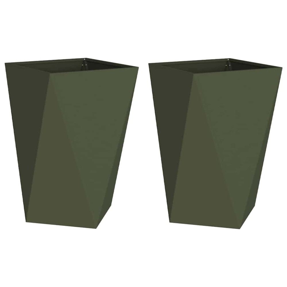 vidaXL Γλάστρα 2 τμχ. Ελιά Πράσινη 50 x 50 x 75 cm Ατσάλι