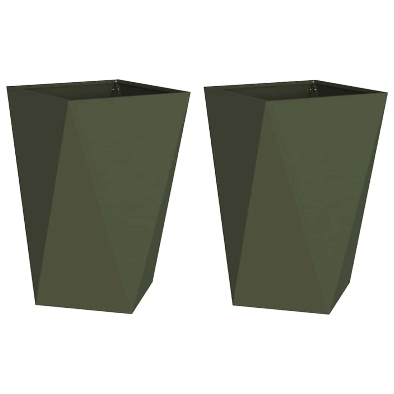 vidaXL Γλάστρα 2 τμχ. Ελιά Πράσινη 50 x 50 x 75 cm Ατσάλι