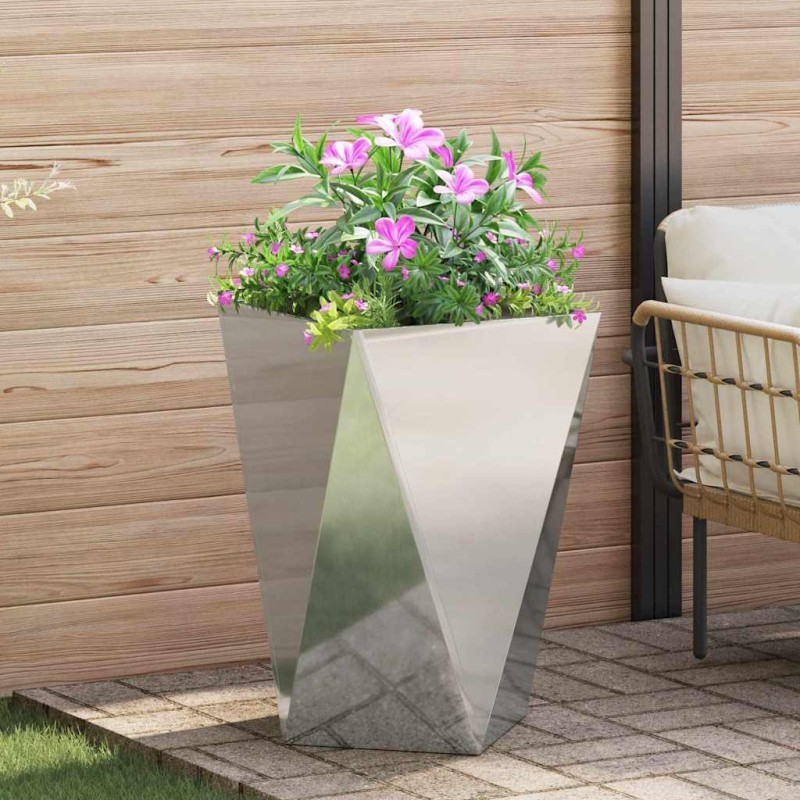 vidaXL Γλάστρα Ασημί 50 x 50 x 75 cm Επικαλυμμένος Χάλυβας