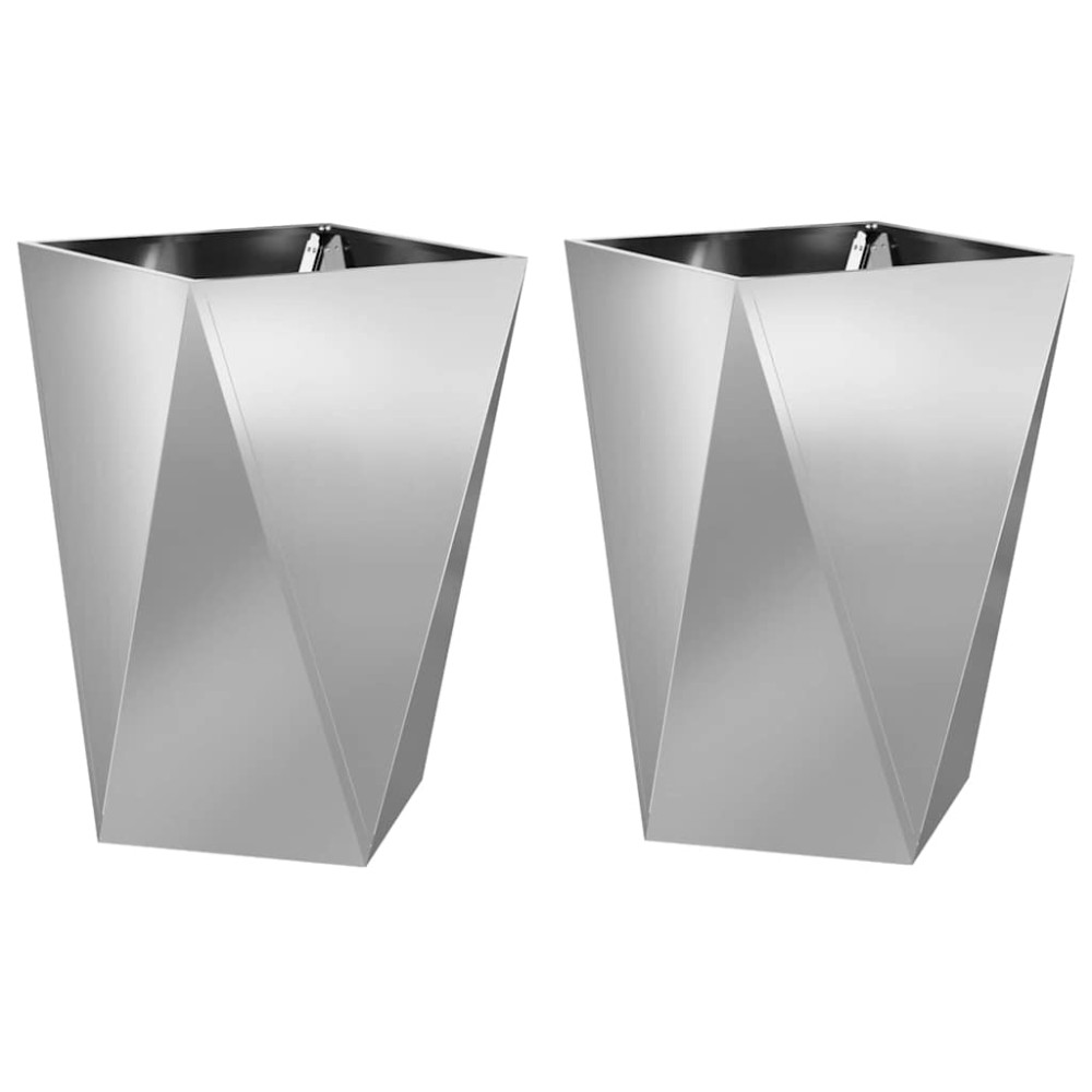 vidaXL Γλάστρα 2 τμχ. Ασημί 50 x 50 x 75 cm Επικαλυμμένος Χάλυβας