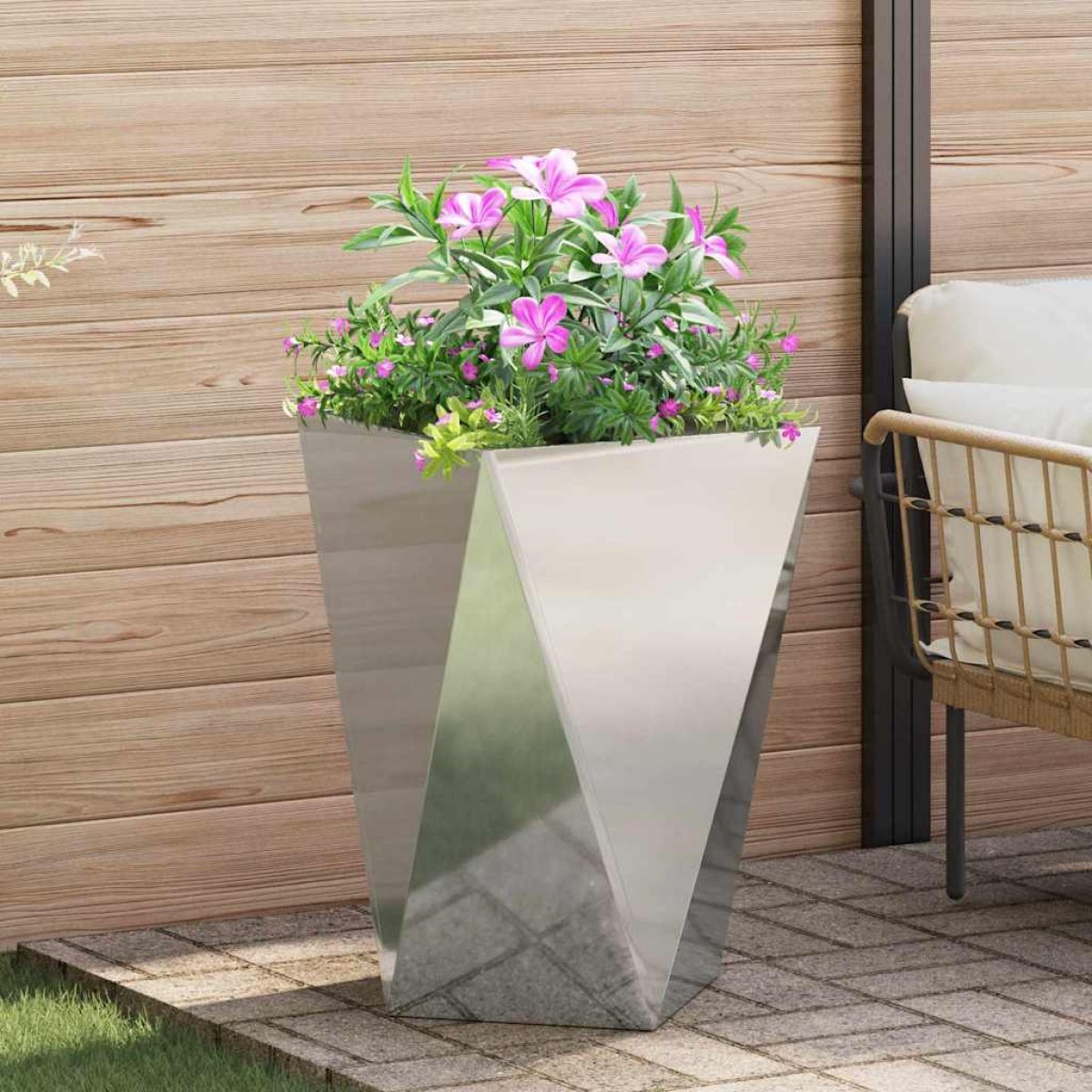 vidaXL Γλάστρα 2 τμχ. Ασημί 50 x 50 x 75 cm Επικαλυμμένος Χάλυβας
