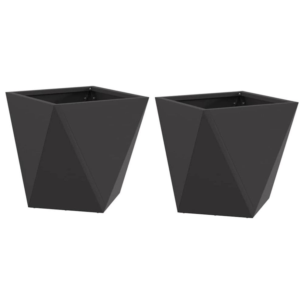 vidaXL Γλάστρα 2 τμχ. Μαύρο 30 x 30 x 30 cm Ατσάλι