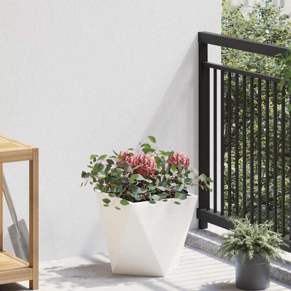 vidaXL Γλάστρα Λευκό 30 x 30 x 30 cm Ατσάλι
