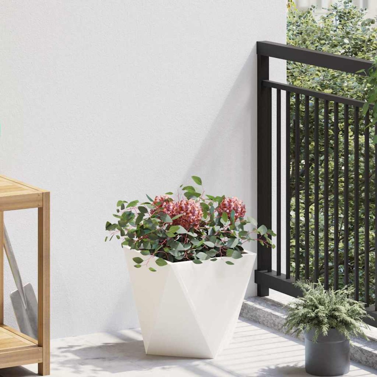 vidaXL Γλάστρα Λευκό 30 x 30 x 30 cm Ατσάλι