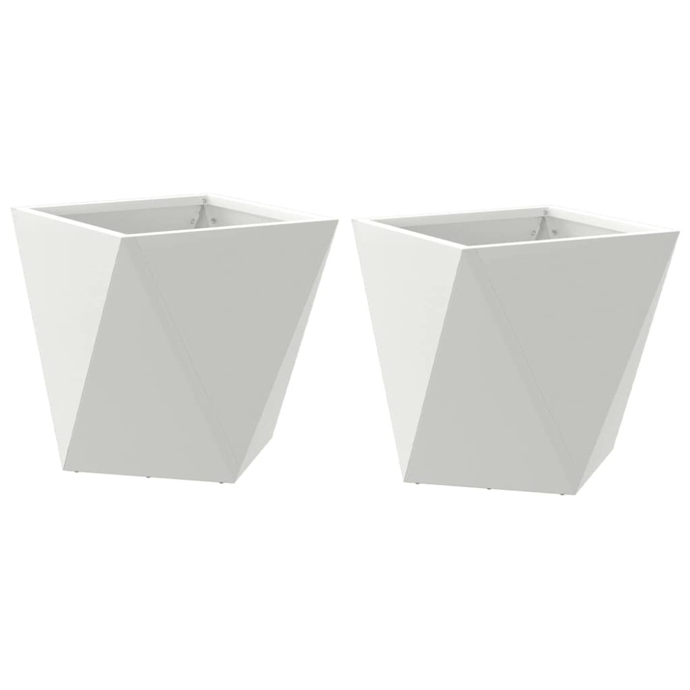 vidaXL Γλάστρα 2 τμχ. Λευκό 30 x 30 x 30 cm Ατσάλι
