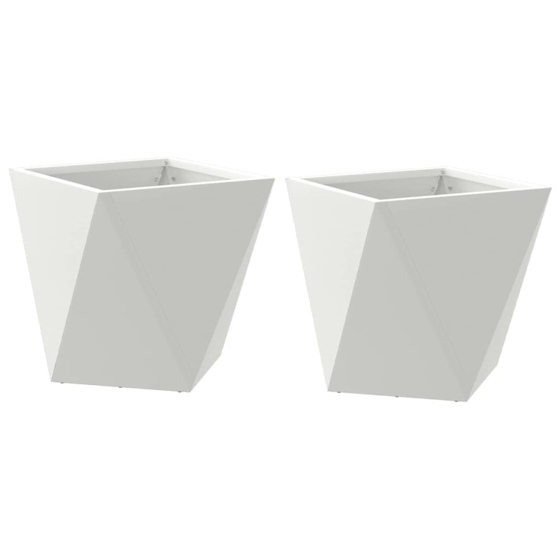 vidaXL Γλάστρα 2 τμχ. Λευκό 30 x 30 x 30 cm Ατσάλι