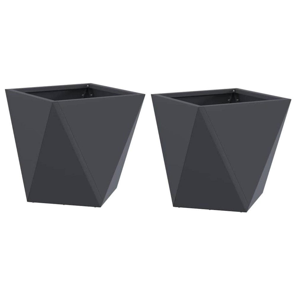 vidaXL Γλάστρα 2 τμχ. Ανθρακί 30 x 30 x 30 cm Ατσάλι