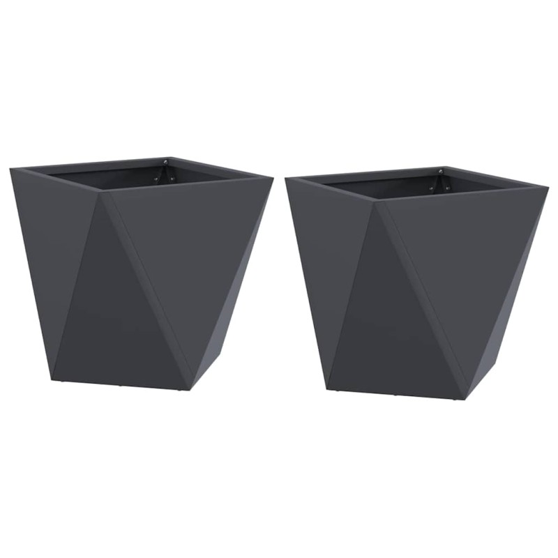 vidaXL Γλάστρα 2 τμχ. Ανθρακί 30 x 30 x 30 cm Ατσάλι