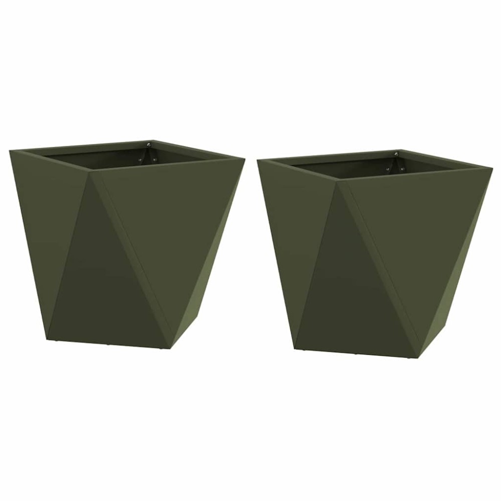 vidaXL Γλάστρα 2 τμχ. Ελιά Πράσινη 30 x 30 x 30 cm Ατσάλι