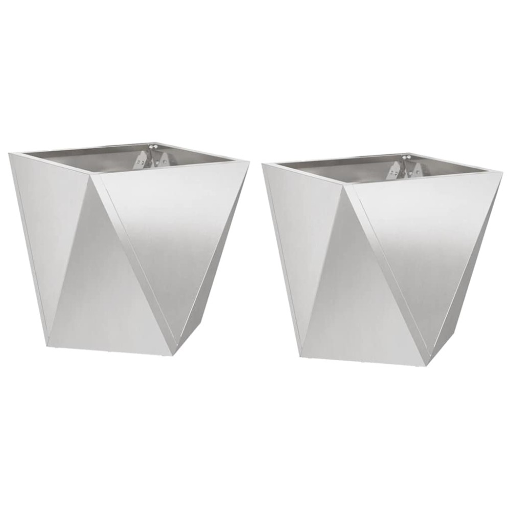 vidaXL Γλάστρα 2 τμχ. Ασημί 30 x 30 x 30 cm Ανοξείδωτο ατσάλι
