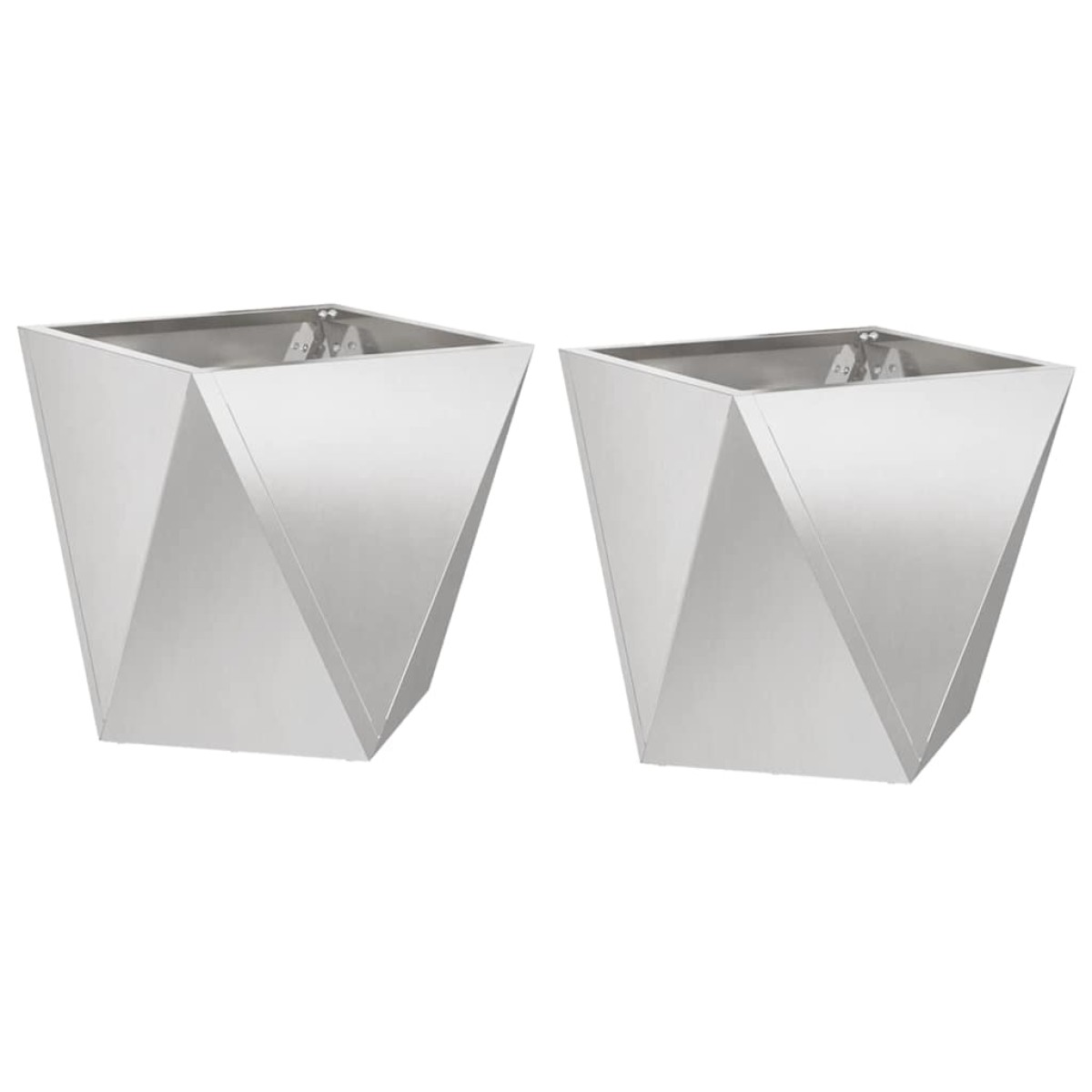 vidaXL Γλάστρα 2 τμχ. Ασημί 30 x 30 x 30 cm Ανοξείδωτο ατσάλι