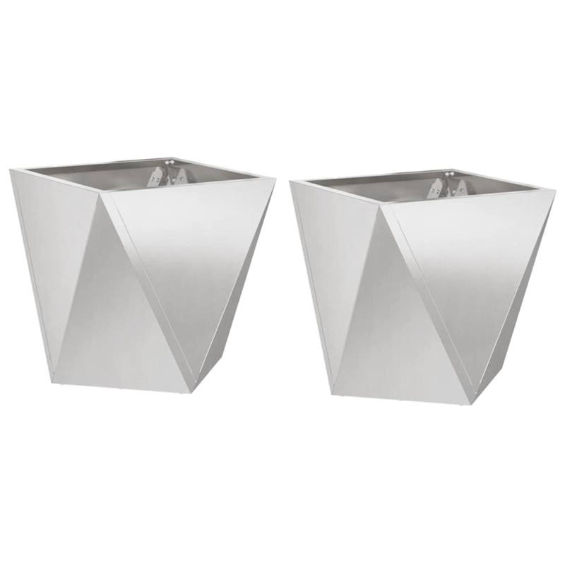 vidaXL Γλάστρα 2 τμχ. Ασημί 30 x 30 x 30 cm Ανοξείδωτο ατσάλι