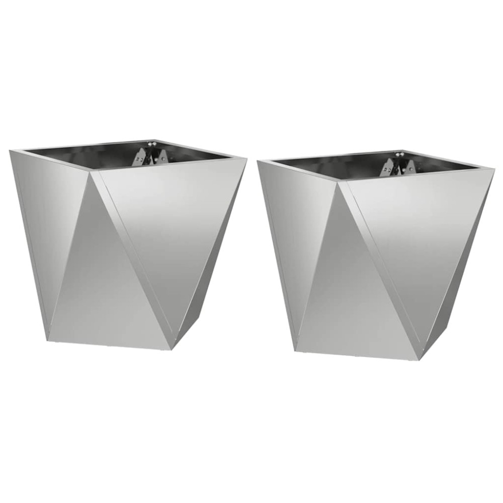 vidaXL Γλάστρα 2 τμχ. Ασημί 30 x 30 x 30 cm Επικαλυμμένος Χάλυβας