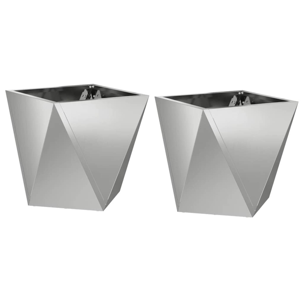 vidaXL Γλάστρα 2 τμχ. Ασημί 30 x 30 x 30 cm Επικαλυμμένος Χάλυβας