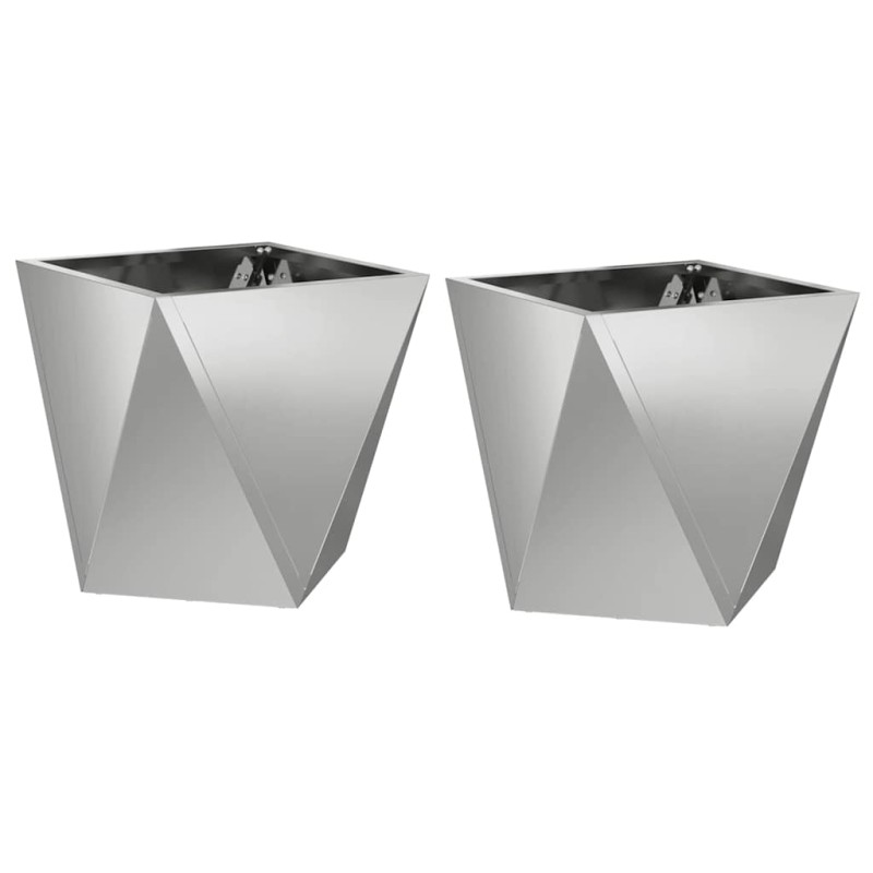 vidaXL Γλάστρα 2 τμχ. Ασημί 30 x 30 x 30 cm Επικαλυμμένος Χάλυβας