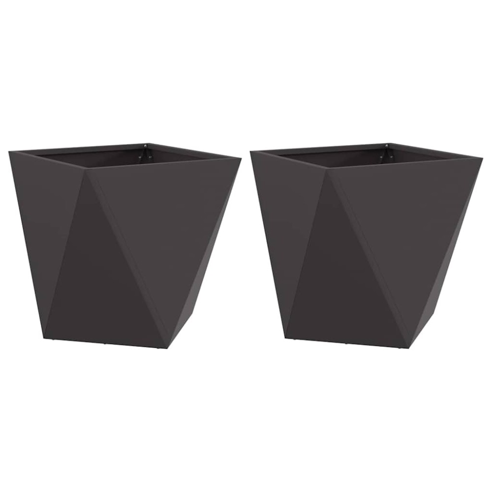 vidaXL Γλάστρα 2 τμχ. Μαύρο 40 x 40 x 40 cm Ατσάλι