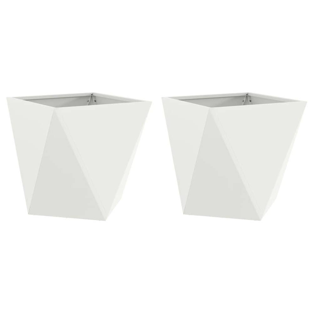 vidaXL Γλάστρα 2 τμχ. Λευκό 40 x 40 x 40 cm Ατσάλι