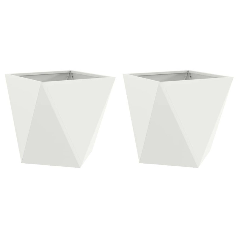 vidaXL Γλάστρα 2 τμχ. Λευκό 40 x 40 x 40 cm Ατσάλι
