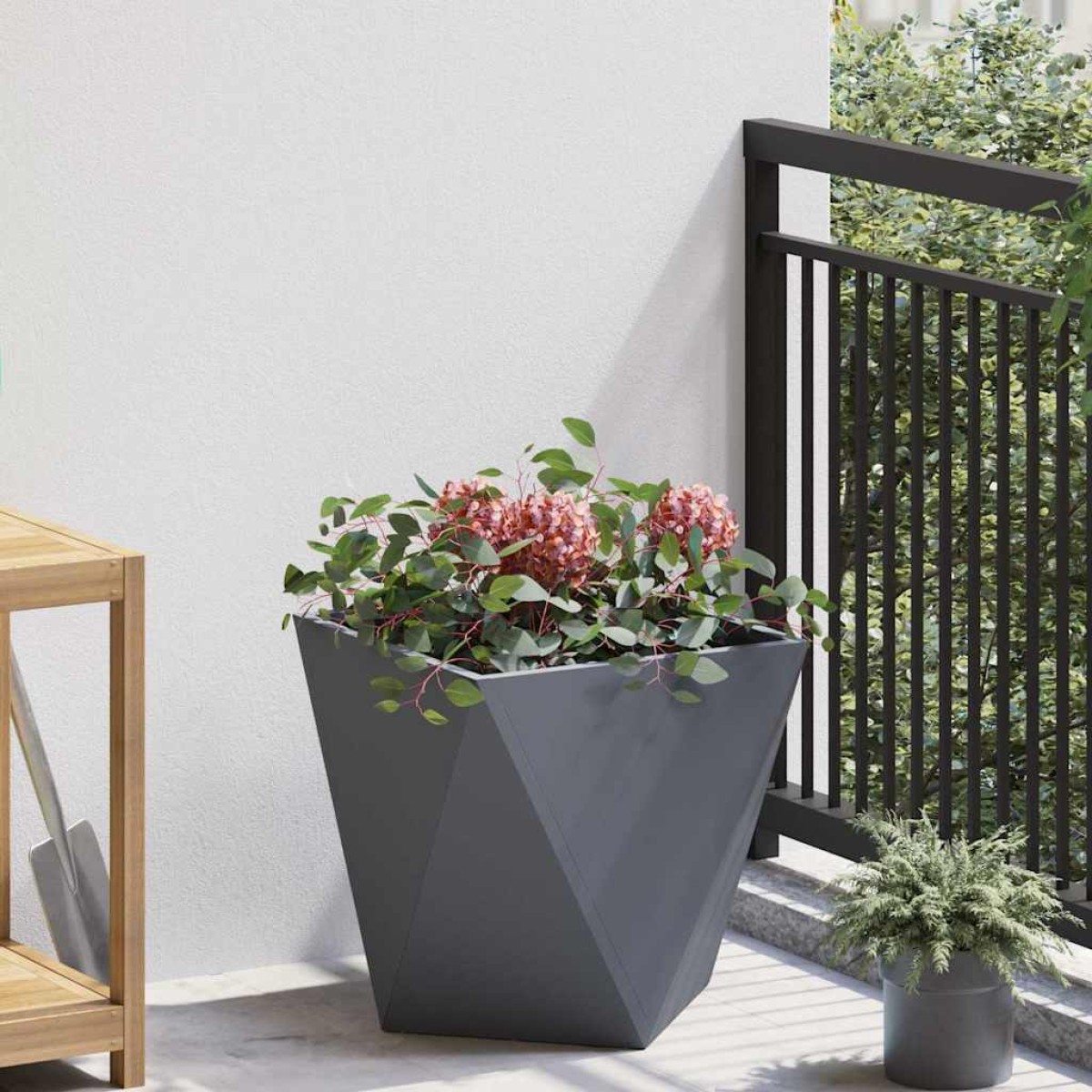 vidaXL Γλάστρα Ανθρακί 40 x 40 x 40 cm Ατσάλι