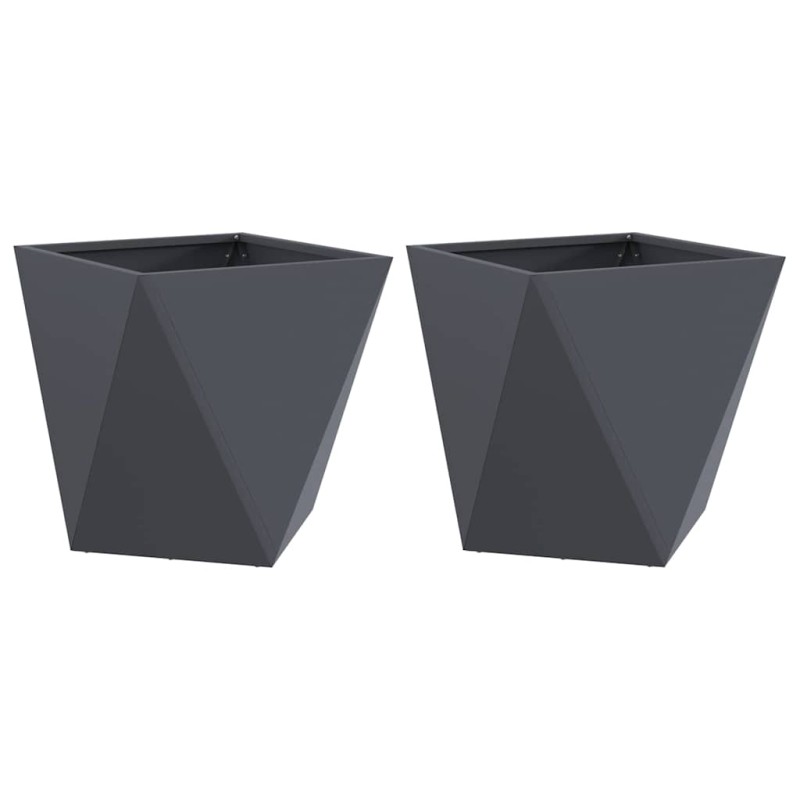 vidaXL Γλάστρα 2 τμχ. Ανθρακί 40 x 40 x 40 cm Ατσάλι