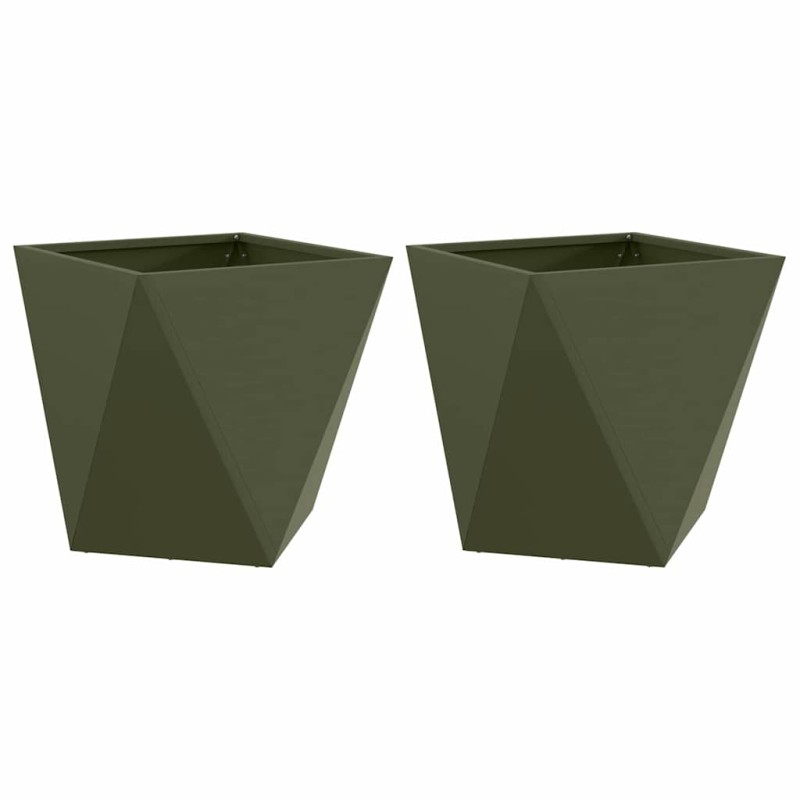 vidaXL Γλάστρα 2 τμχ. Ελιά Πράσινη 40 x 40 x 40 cm Ατσάλι
