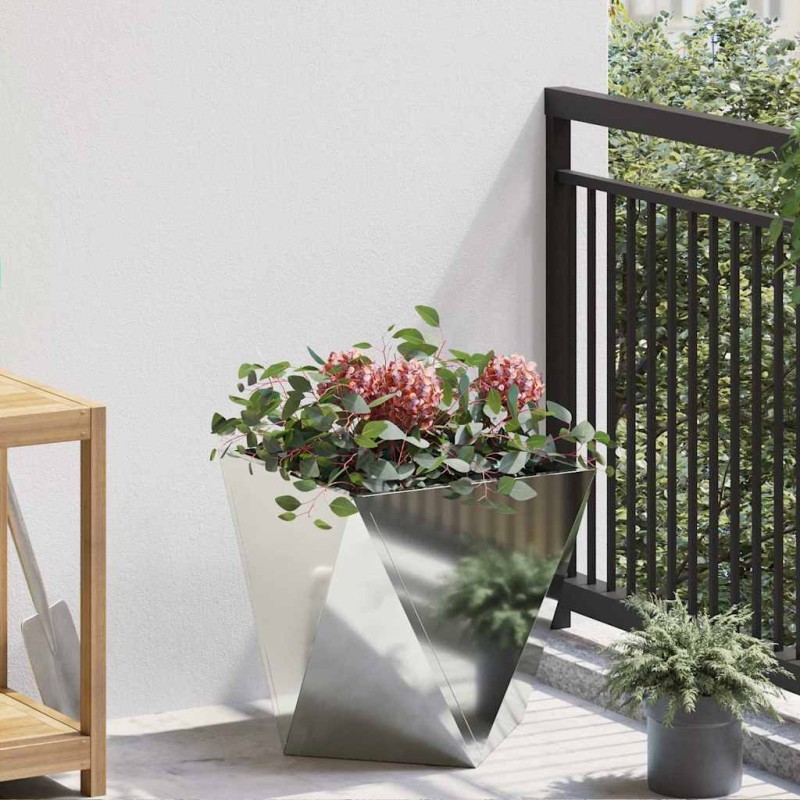 vidaXL Γλάστρα Ασημί 40 x 40 x 40 cm Επικαλυμμένος Χάλυβας