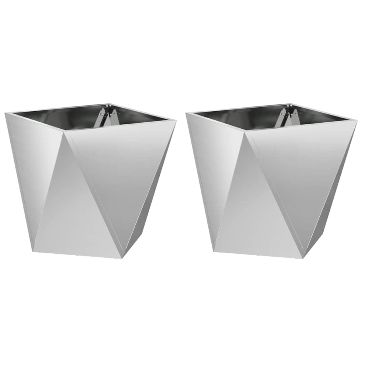 vidaXL Γλάστρα 2 τμχ. Ασημί 40 x 40 x 40 cm Επικαλυμμένος Χάλυβας