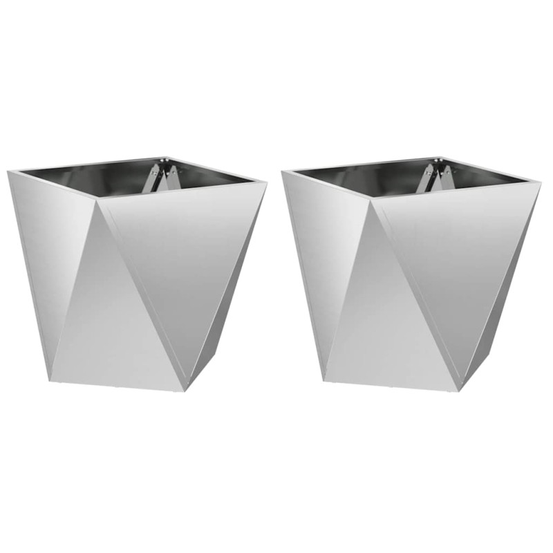 vidaXL Γλάστρα 2 τμχ. Ασημί 40 x 40 x 40 cm Επικαλυμμένος Χάλυβας