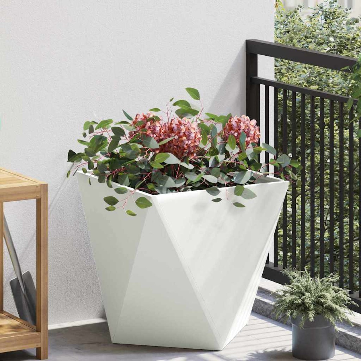 vidaXL Γλάστρα Λευκό 50 x 50 x 50 cm Ατσάλι