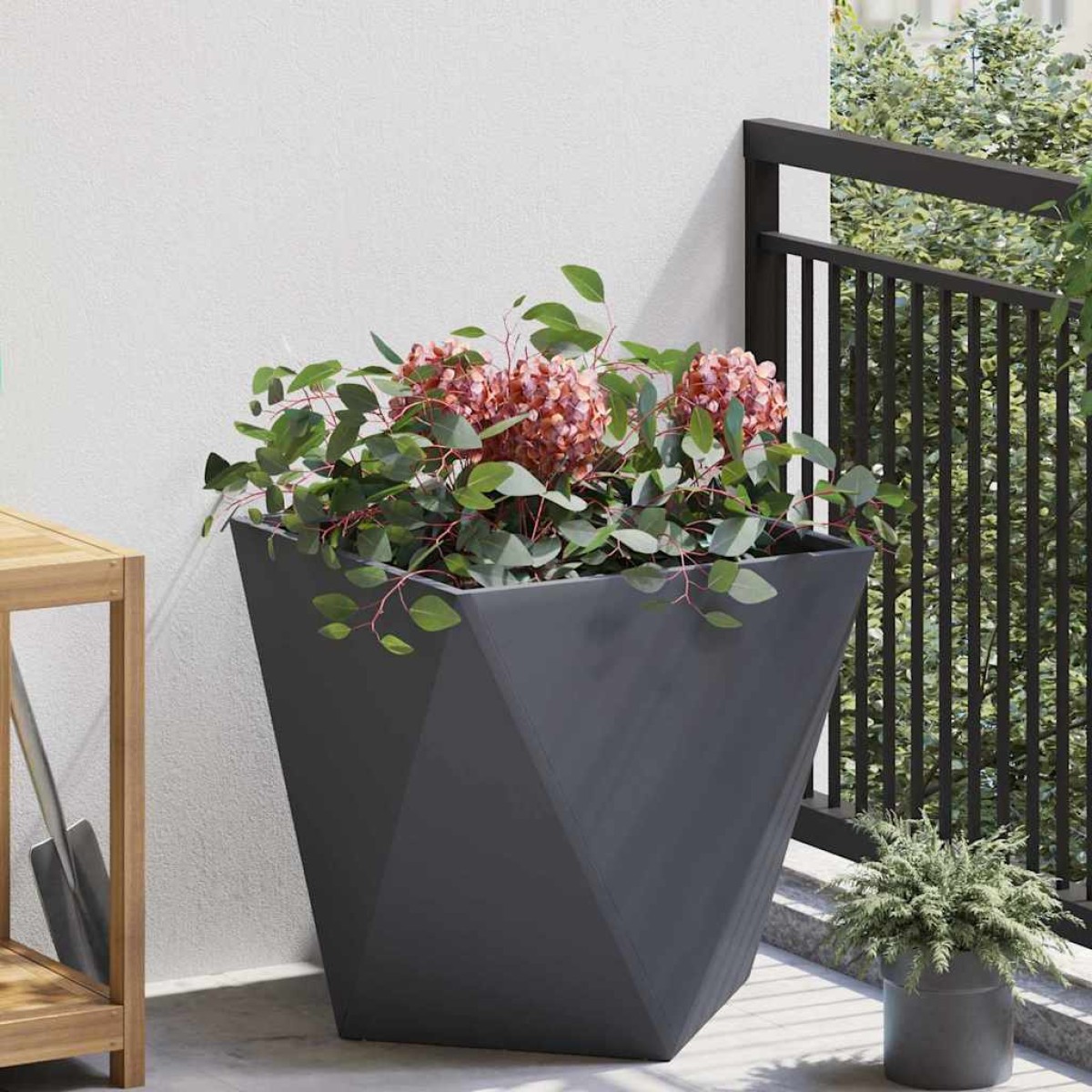 vidaXL Γλάστρα Ανθρακί 50 x 50 x 50 cm Ατσάλι