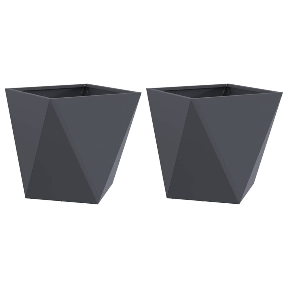 vidaXL Γλάστρα 2 τμχ. Ανθρακί 50 x 50 x 50 cm Ατσάλι