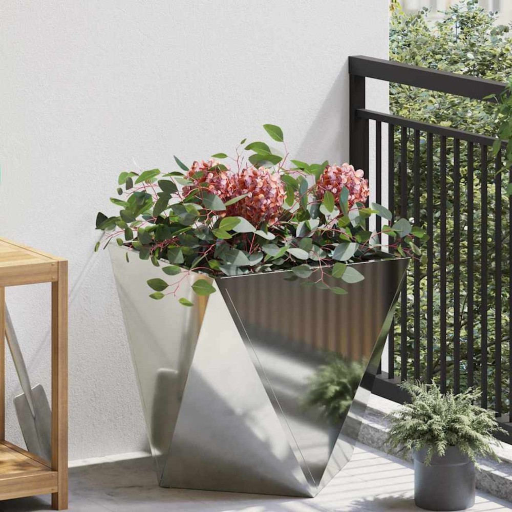 vidaXL Γλάστρα Ασημί 50 x 50 x 50 cm Επικαλυμμένος Χάλυβας