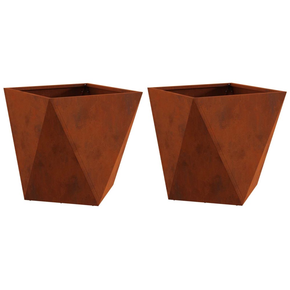 vidaXL Γλάστρα 2 τμχ. Σκ rusty 50 x 50 x 50 cm