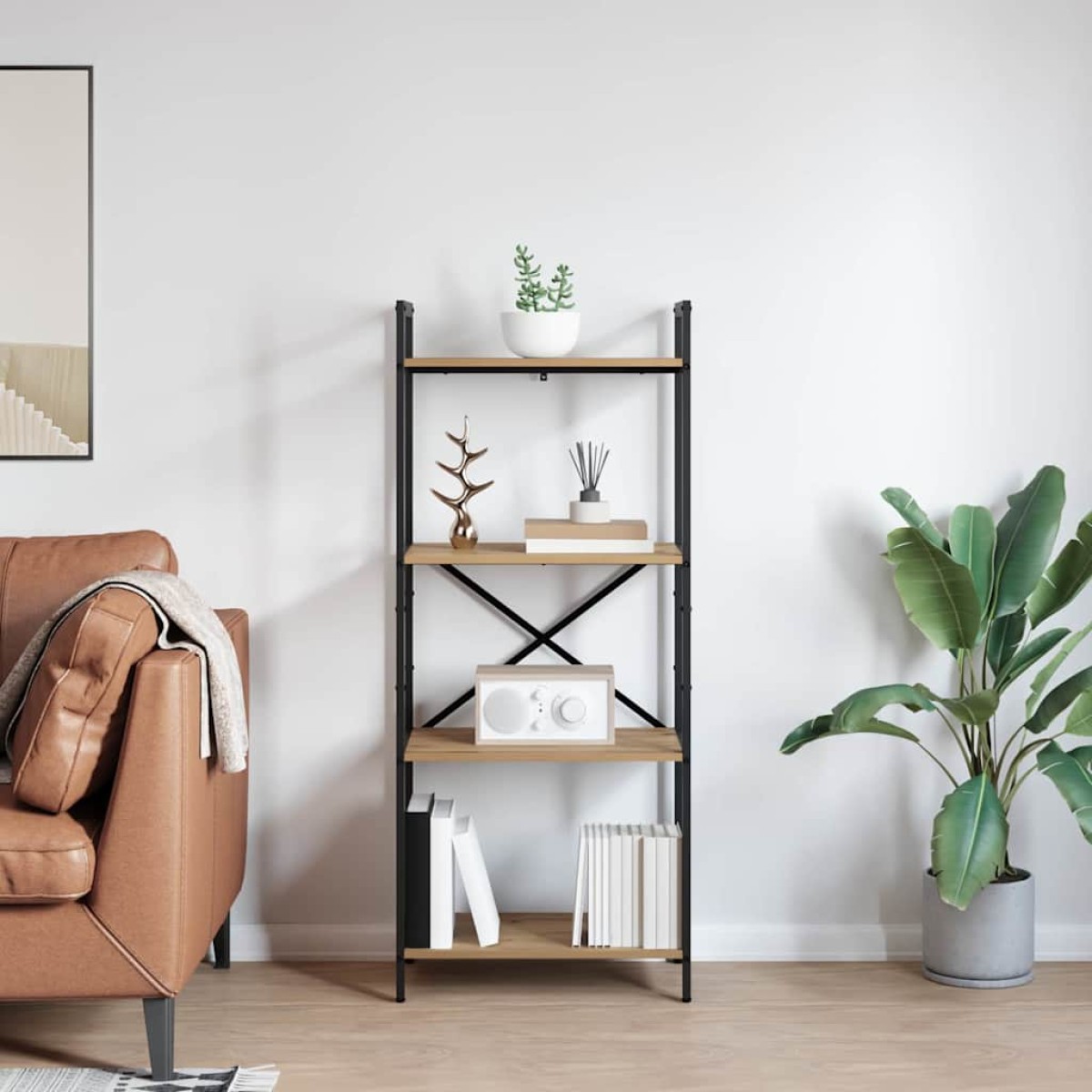 vidaXL Ράφι Βιβλίων 4 επίπεδα 56 x 34 x 133,5 εκ Επεξεργασμένο Ξύλο